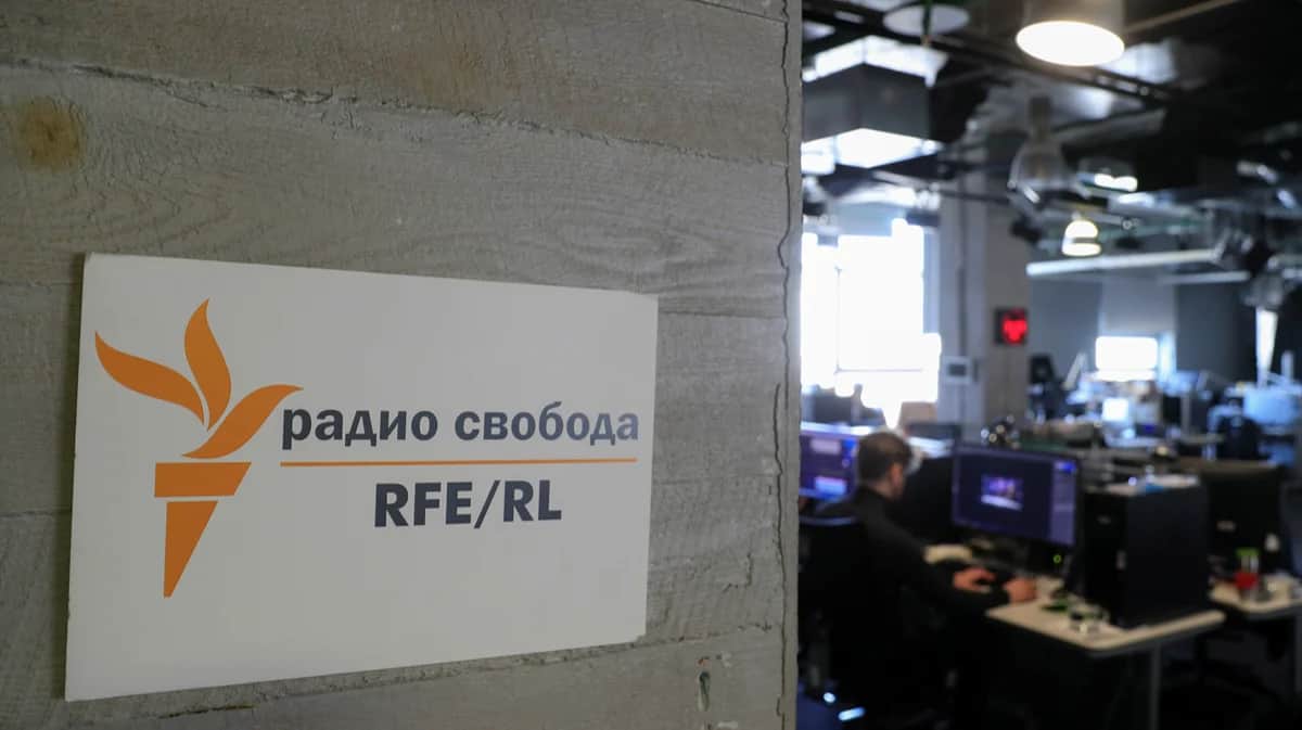 Редакция «Радио Свобода» в Москве, 6 апреля 2021 года. Фото: Евгения Новоженина / Reuters / Scanpix / LETA