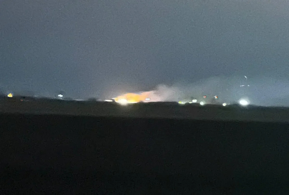 The fire near the airfield in Yeysk. Photo: social media