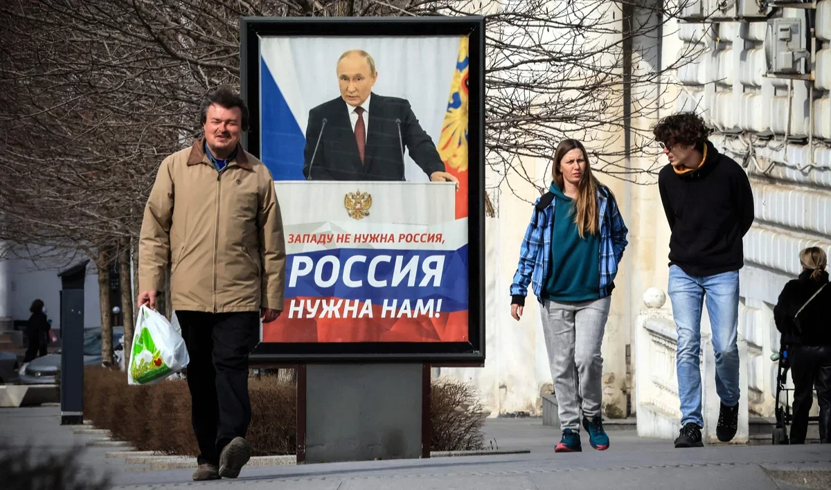 A Putin poster in Simferopol, Crimea, 5 March 2024. Photo: AFP / Scanpix / LETA