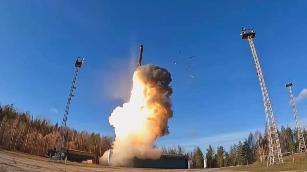 The launch of an intercontinental ballistic missile at a test site in Plesetsk, Russia, 22 October<br>2025. Photo: Russian Defence Ministry